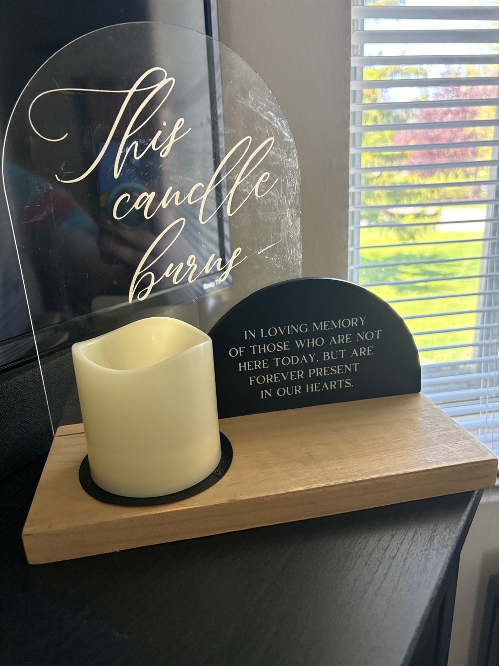 Memorial Flameless Candle Display - Black & Cream
